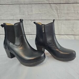 Dansko Shayna Size 38 / 7.5-8 Black Leather Zip Boot $185 NWOT NWOB #2